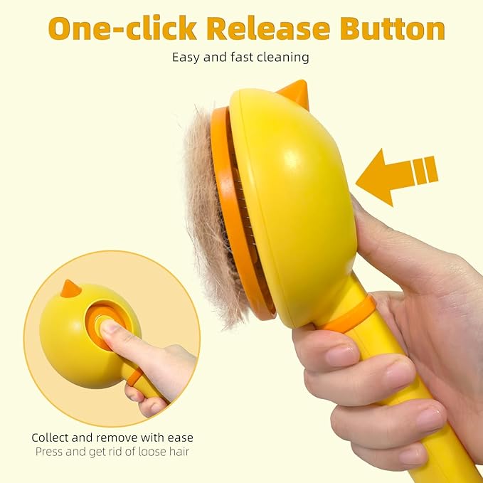 Cat Brush for Shedding, Self-Cleaning Slicker Brush for Indoor Cats, Gently Remove Loose Fur, Pet Grooming Massage Deshedding Tool, Suits Long & Short Haried Cats and Dogs-Mewly Pet