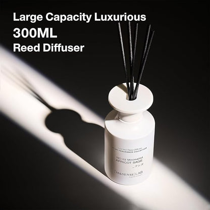 M&SENSE Minimalist Large Reed Diffuser 300ml, Apricot Sage Scented with Natural Essential Oils, Long Lasting with 7 Sticks, Non-Toxic Home Fragrance for Bedroom, Bathroom Decor