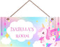 Personalized Signs Cute Unicorn Sign Custom Name Wall Decor Front Door Decor Home Decorative for Kids Room Girls Room Boys Baby Bedroom