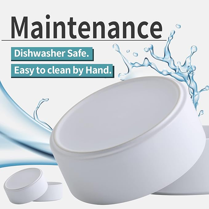 White Dog Bowl Ceramic for Medium Large Breed, Heavy Weighted Dog Food Water Feeder Dish, Non - Slip Modern Cute Extra Big Porcelain 8 in Pet Bowl Maze-Mewly Pet