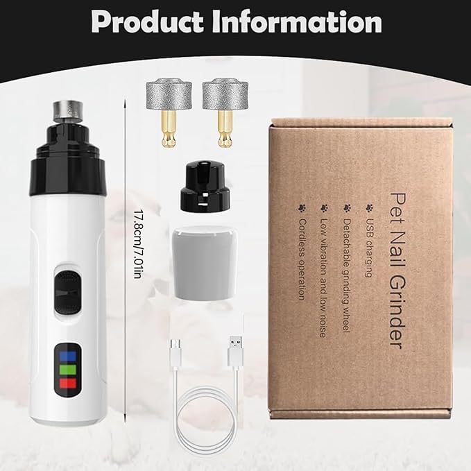 Silent Groom Pro Nail Grinder, 2025 New Electric Dog Nail Trimmer, Pet Nail Grinder for Dogs Cats, Rechargeable Dog Nail Clippers, Pet Paws Grooming & Smoothing Tool-Mewly Pet