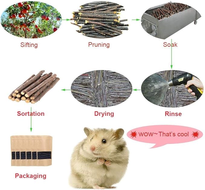 500g Apple Sticks Small Animals Molar Wood Toys for Rabbits Chinchillas Guinea Pig Hamster Gerbil Bunny and Small Animal Chew Stick Toys-Mewly Pet