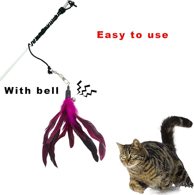 Cat Feather Toys Refills, 10 Pieces Interaction Cat Wand Replacement Feathers Toy for Indoor Cats-Mewly Pet