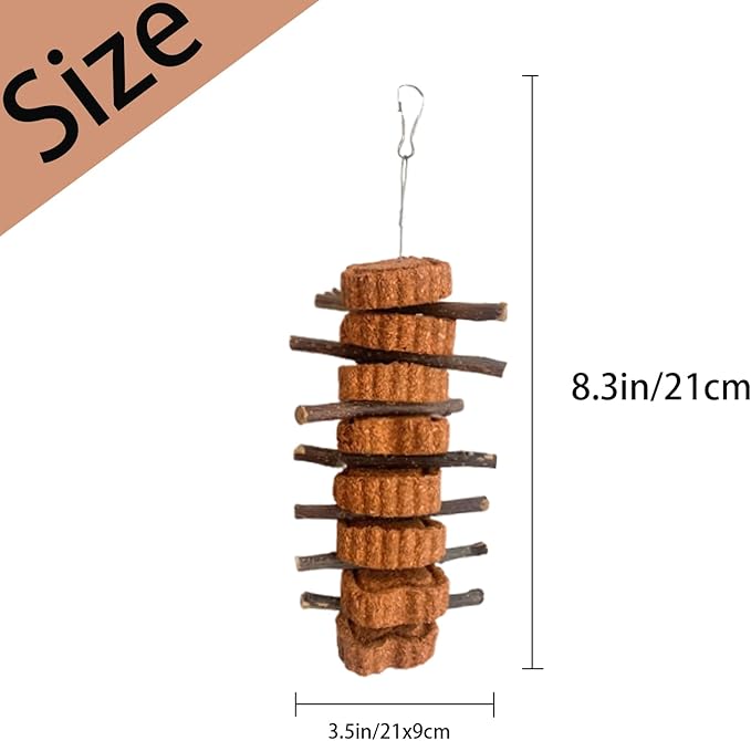 Bunny Carrot Cake Chew Toys,Rabbit Teeth Grinding Hanging Chinchillas Molar Toy Improve Dental Health Natural Apple Sticks for Guinea Pigs Rats Hamsters Gerbils(4 Packs)-Mewly Pet