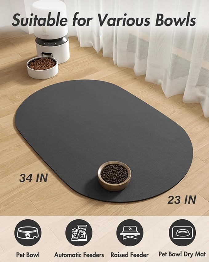 Absorbent Dog Food Mat-Dog Mat for Food and Water Bowl, Quick Dry Pet Food Mat, No Stains Cat Feeding mat, Pet Accessories Pet Supplies Mat-Cat Water Bowl Mat for Messy Drinkers-Mewly Pet