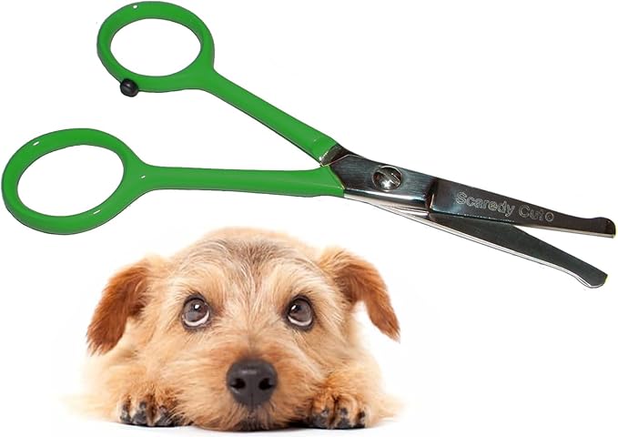 Tiny Trim 4.5" Ball-Tipped Scissor for Dog, Cat and all Pet Grooming - Ear, Nose, Face & Paw - Scaredy Cut's small Safety Scissor-Mewly Pet