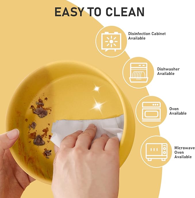 SPUNKYJUNKY 15° Slanted Ceramic Dog and Cat Bowl with Wooden Stand, Tilted Bulldog Food and Water Bowl No Slip Non-Spill for Cats Medium Dogs Big Face Pets 28.7 OZ (3.6 Cups, Yellow × 2)-Mewly Pet