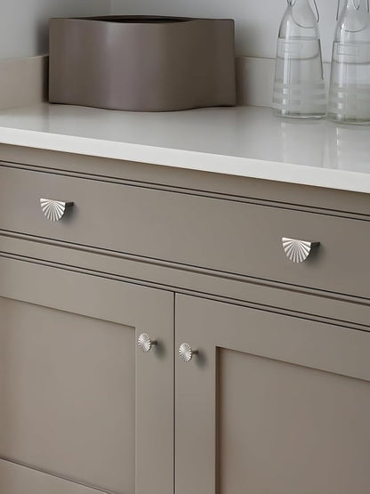 5 Pack Brushed Nickel Cabinet Pulls 2.5" Hole Center Cup Flat Silver Drawer Pulls Kitchen Cupboard Bathroom Dresser Cabinet Hardware Handles Zinc Alloy