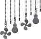 Ceiling Fan Pull Chain Set - 4 Piece Bulb and Fan Pattern Extension Pendant, 12 Inch Extender With Ball Connector (Gun Metal)