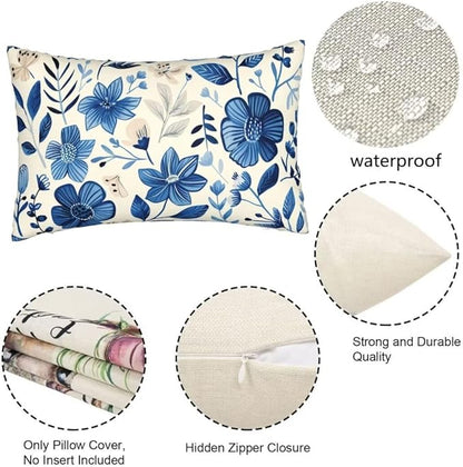 Throw Pillow Covers 31 x 47 Pillow Covers Set of 2 Couch Pillows for Living Room, Blue Throw Pillows with Invisible Zipper, Linen Accent Pillows Decorative Pillows Farmhouse Decor, Scandinavian J334