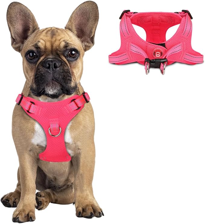 Dog Harness Step in Dog Vest Harness, Reflective Adjustable Puppy No Pull Harness Breathable Soft for Small and Medium Dogs Cats, Pink, S-Mewly Pet