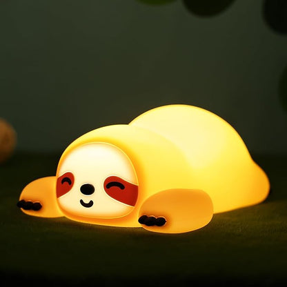 Sloth Night Light, Cute Sloth Gifts for Kids, Dimmable Silicone Animal Nursery Lamp,Adorable Rechargeable Squishy Night Light Touch Lamp for Girls Boys Room Decor