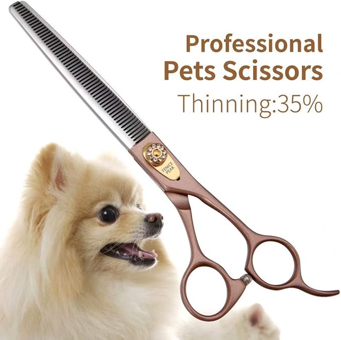 Fenice Peak Professional Thinning Scissors for Dog Cat 7/7.5'' Pet Grooming Scissors 440C Stainless Steel Thinning Shears for Dogs 50/56 Teeth-Mewly Pet