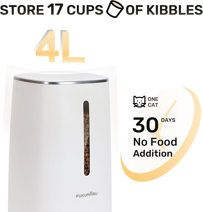 FUKUMARU Automatic Cat Feeder, 4L Dog Feeders with Double Bowls, Support DIY Meals and Timed Control WiFi Cat sFood Dispenser, Suit for Most Pet Food-Mewly Pet