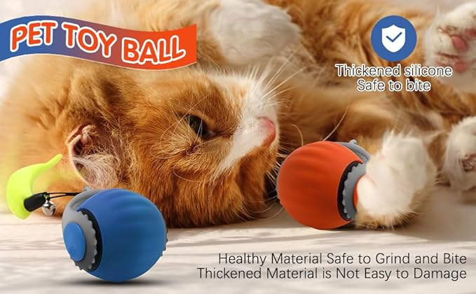 Speedy 3.0 Tail Upgrade Speedy 3.0 Tail Cat Toy,2025 New Turbo Smart Interactive Cat Ball for Indoor,Automatic Moving Smart Toys withTail Two Speed Adjustment (Blue+Orange, 2PC)-Mewly Pet