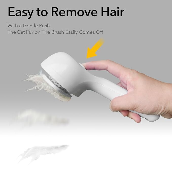 Cat Steam Brush for Shedding, Self Cleaning Cat Brush with Water Spray, 3-in-1 Design for Massage, Hair Removal, and Cleaning, Steamy Brushes for Indoor Cats and Dogs (White)-Mewly Pet