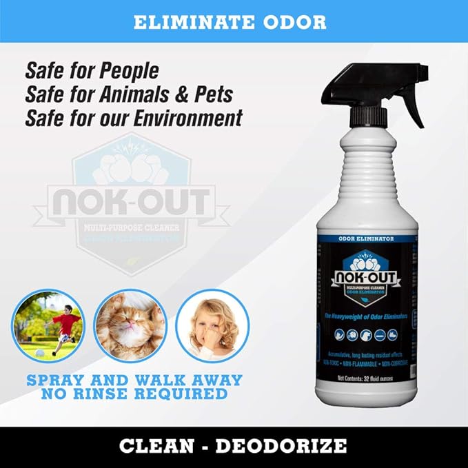NOK OUT Odor Remover, Pet Deodorizer and Cleaning Spray, Made in the USA, 32 Fluid Ounce Spray-Mewly Pet