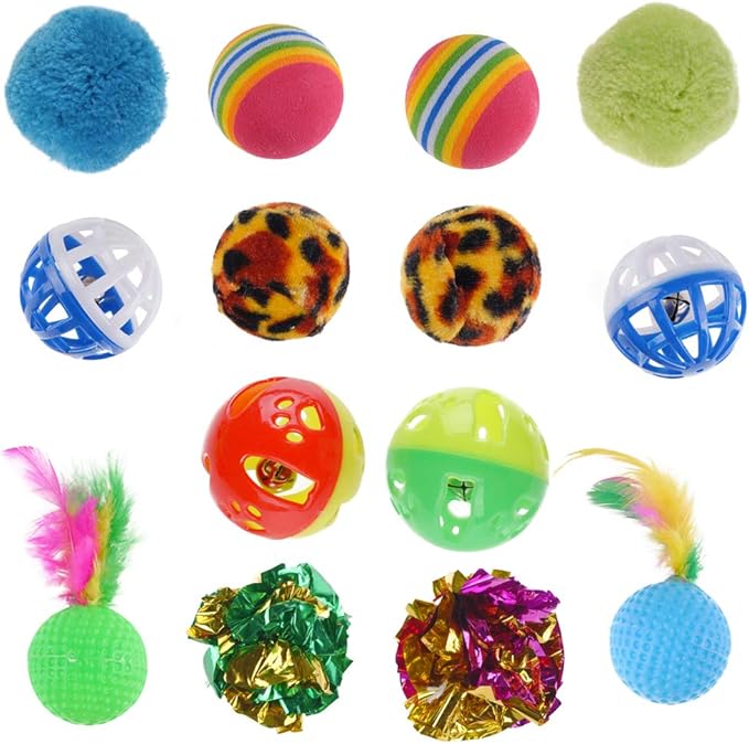 QBSM Cat Christmas Plaid Pet Paw Stockings with 26 Pcs Cat Toys for Cats and Kitten-Mewly Pet