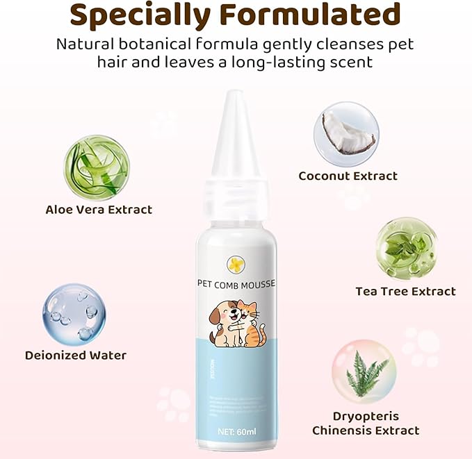 Steam Cat Brush, 6-in-1 Dog Brush Spritz Defur Comb with Pet Waterless Shampoo, Steamy Skin Friendly Deshedding Grooming Tool, Suitable for Shedding & Haired Pets, Pet Supplies Accessories, Pink-Mewly Pet