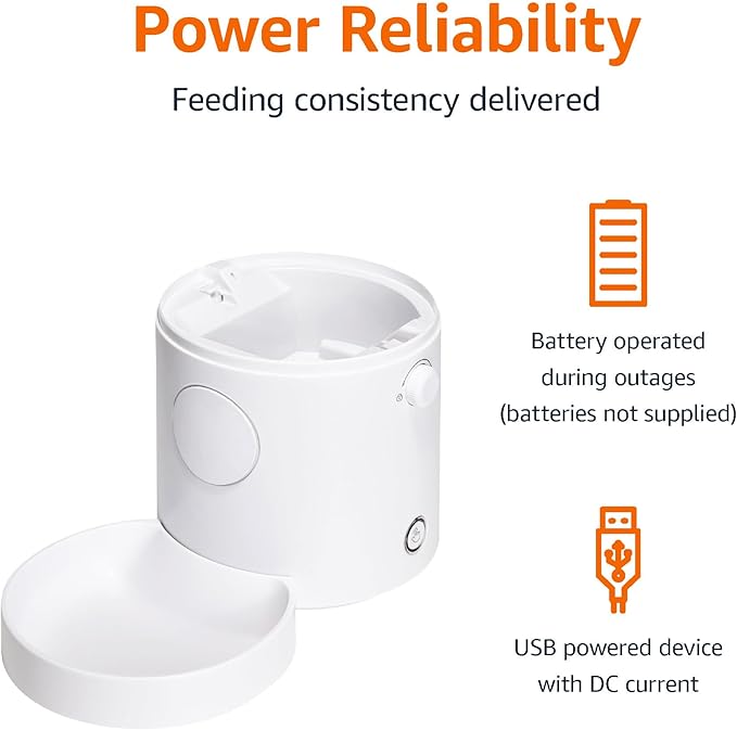 Amazon Basics Automatic Feeder for Cats and Dogs with Speed & Portion Control, 4L Capacity, White-Mewly Pet