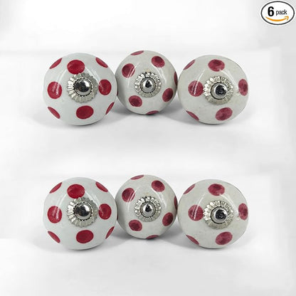 Handamde Pink Ceramic Stone Cabinet Knobs, Vintage Decorative Drawer Pulls for Trendy Cabinets, Modern Dressers & Cupboards, Knobs for Kitchen & Furniture - Set of 6