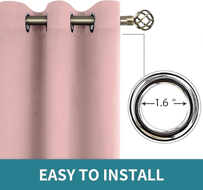 BGment Room Darkening Curtains 84 Inches Long - Grommet Thermal Insulated Drapes Window Treatment Curtains for Bedroom, 2 Panels, 42 x 84 Inch, Baby Pink