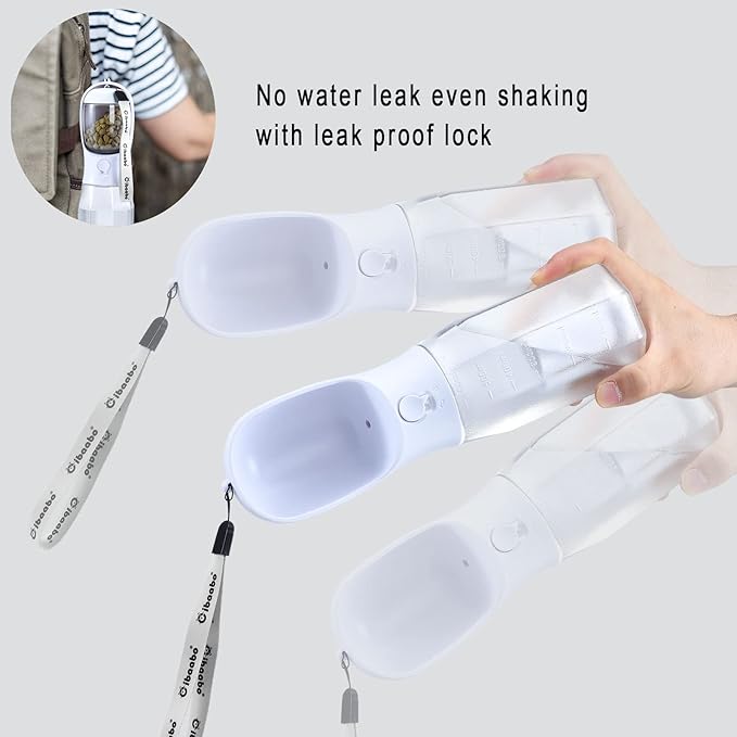 Dog Water Bottle with Food Container & Poop Bag Holder, Travel Water Bowl, Portable Pet Dispenser, Dog Stuff Accessories Items, Puppy Essentials Necessities for Yorkie Chihuahua Walking Hiking-Mewly Pet