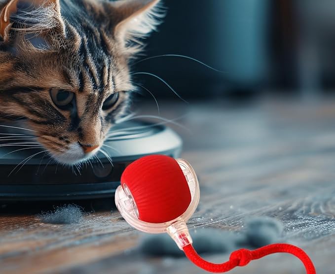Interactive Pet Chase Toy - Rechargeable, Motion Ball, Self-Moving Kitten Toy for Indoor Interactive Playing, Smart Cat Rolling Ball-Mewly Pet