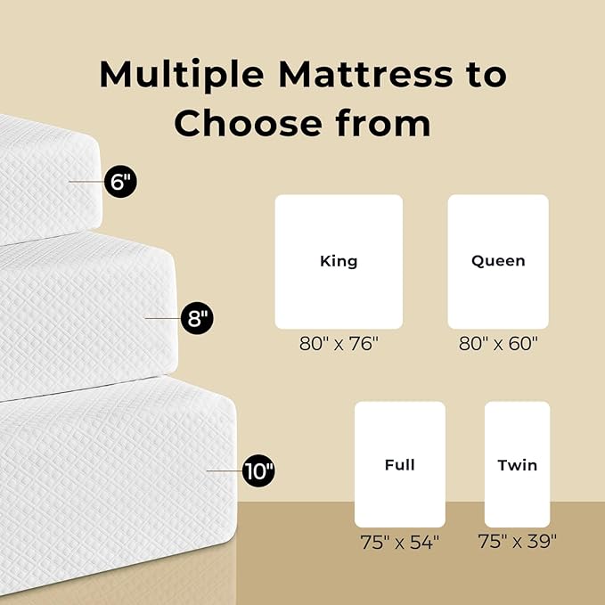 Rolanstar Twin Mattress with Waterproof Mattress Protector, 8 Inch Gel Memory Foam Mattresses in a Box, Fiberglass Free, Breathable for Cool Sleep & Comfy Support, CertiPUR-US Certified, White