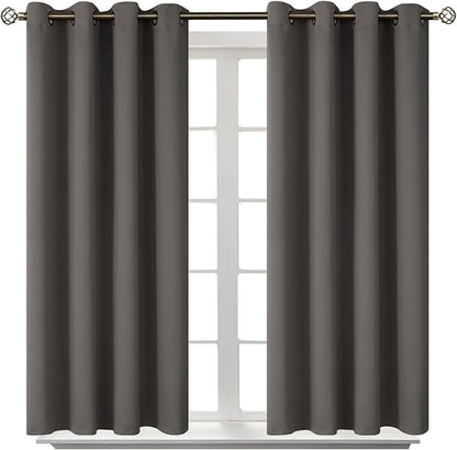BGment Blackout Curtains for Bedroom - Grommet Thermal Insulated Room Darkening Curtains for Living Room, Set of 2 Panels (52 x 54 Inch, Grey)