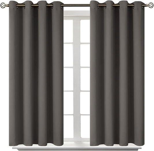 BGment Blackout Curtains for Bedroom - Grommet Thermal Insulated Room Darkening Curtains for Living Room, Set of 2 Panels (52 x 54 Inch, Grey)