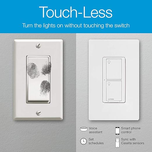 Lutron Caseta Original Smart Light Switch (Lutron Smart Hub Required), for Home, LED Lights, and Fans, 6 Amp, Single-Pole/3-Way, Neutral Required, PD-6ANS-BL, Black