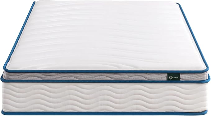 ZINUS 8 Inch Spring Sensation Hybrid Mattress [New Version], Medium Firm Feel, Fiberglass Free, Youth and Guest Bedroom, Mattress in A Box, Twin