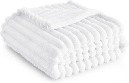 Bedsure GentleSoft Twin Fleece Blanket for Couch - Cozy Soft Blankets for Women, Cute Small Throws for Girls, White, 60x80 Inches
