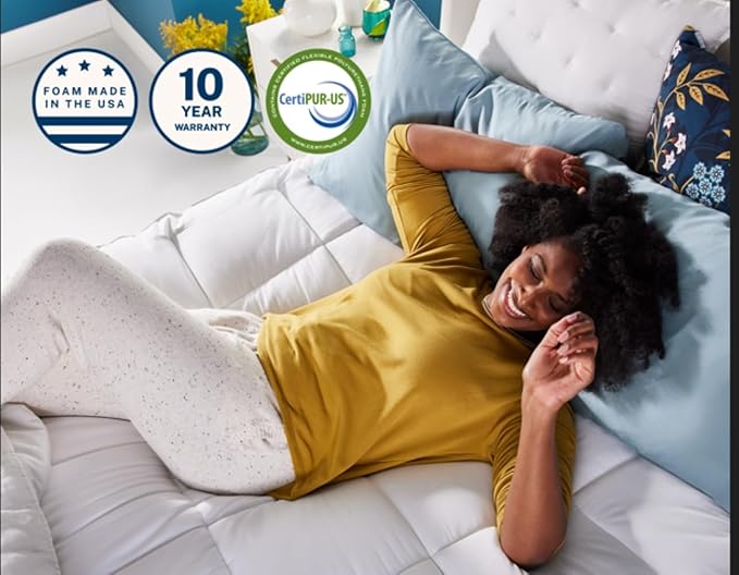 Sleep Innovations Cooling Comfort Gel Memory Foam Dual Layer Mattress Topper, 4 Inch, Full Size, Pillow Top Cover