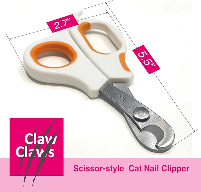Cat Scissor-Style Nail Clipper, Toenail Trimmer with Razor Sharp Stainless Steel Blades and Anti-Slip Handle, for Small to Medium Pets, Cats-Mewly Pet