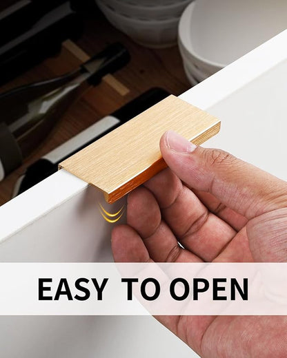 5 Pack 3 inch self Adhesive Cabinet pulls Stick on Handles Gold Adhesive Cabinet Handles Finger pulls Drawer Edge pulls Finger pulls for cabinets Concealed Seam Handles Flat