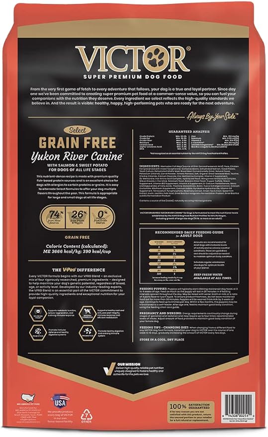 VICTOR Super Premium Dog Food – Grain Free Yukon River Canine – Supports Immune & Digestive Health for Dogs of All Life Stages – High Protein Dry Dog Food for All Normally Active Dogs, 30 lb-Mewly Pet