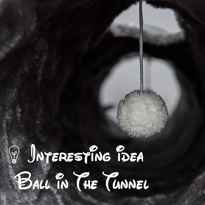 LUCKITTY Geometric Straight Cat Tunnel with Plush Inside,Cats Toys Collapsible Tunnel Tube with Balls, for Rabbits, Kittens, Ferrets,Puppy,Diameter 11.8 Inch-Mewly Pet