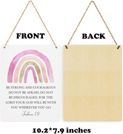 Inspirational Boho Scripture Wall Art Bible Verses Joshua 1:9 Wooden Hanging Sign Prayer Room Decor Religious Gift Christian Wall Decor for Home Office Bedroom Baby Boys Girls Room Nursery 8x10 Inches