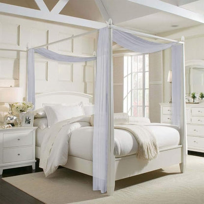 RYB HOME Sheer Curtains Valances-Bed Curtains, Kids Room Breezy Bedroom Window Valance Scarf for Canopy Frame Living Room Backdrop Table Runner,60 x 216 inch Long per Panel, 2 Panels, Dove Grey,Adult