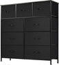 DUMOS Dresser for Bedroom, Storage Organizer with 9 Drawers, Chest of Drawers with Fabric Bins, Sturdy Metal Frame, Wood Tabletop for Guest Room, Closet, Entryway, Nursery