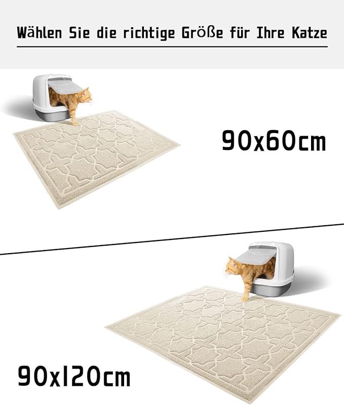 Yimobra Cat Litter Mat, 47"x36" Litter Box Mat with Litter Lock Mesh, Soft Cat Litter Mat Litter Trapping Mat, Easy to Clean, Non-Slip, Water Resistant, Litter Free Floors, Beige-Mewly Pet