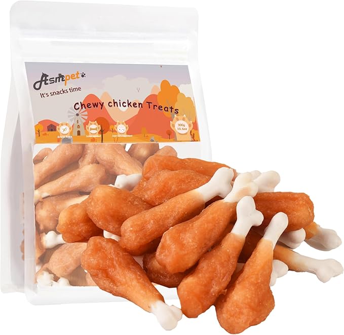 ASMPET Dog Treats Chews Rawhide Free Real Chicken Calcium Bone Snacks, Teeth Clean Breath Fresh Dog Training Treats-Mewly Pet