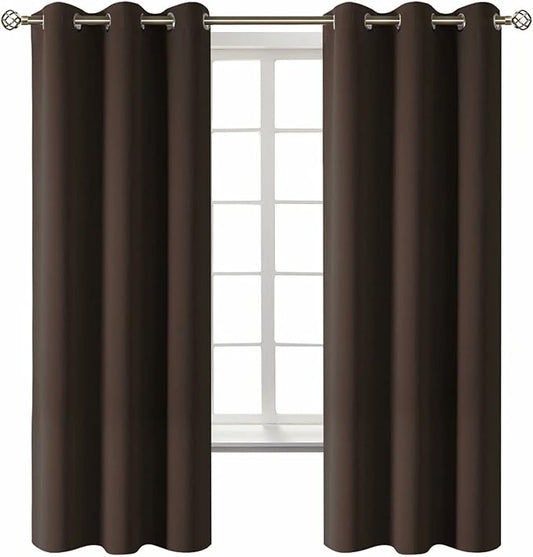 BGment Blackout Curtains for Living Room - Grommet Thermal Insulated Room Darkening Curtains for Bedroom, 2 Panels of 42 x 63 Inch, Brown