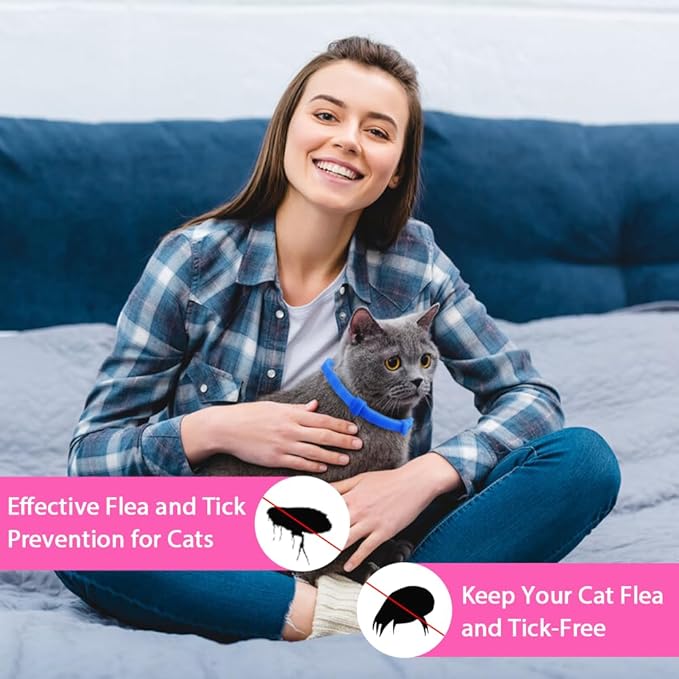 4 Pack Flea and Tick Collar for Cats, Natural Plant Oil Formula Cat Flea Collar Provides 32-Month Protection for Flea & Tick Prevention, Waterproof & Adjustable Cat Flea Treatment for Most Cats-Mewly Pet