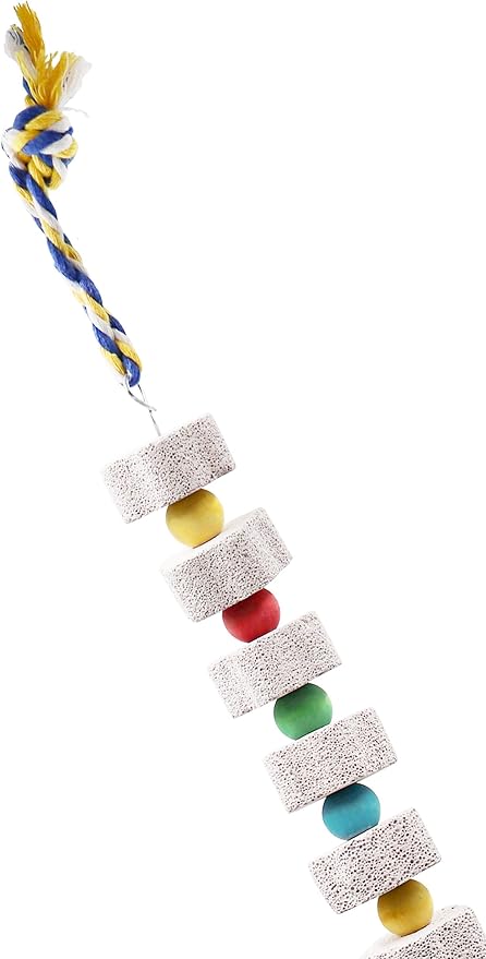 2 Pack 27 Inches Extra Long Bird Chewing Toy, Parrot Beak Grinding Calcium Stone with Bells, Bird Cage Accessories, Cage Toys for Cockatiel Parakeet Parrot Budgies Rat Hamster Rabbit African Grey-Mewly Pet