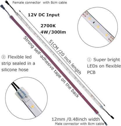 Litever Under Cabinet Lighting Kit, 6 PCS 20 Inches Flexible LED Strips, 24W, 1800 Lumen, Warm White 2700K. Suitable for Kitchen Counters Book Shelf Closet Showcase Workshop-(6-Strip-2700K)