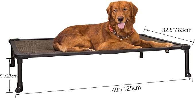 Veehoo Chew Proof Elevated Dog Bed - Cooling Raised Pet Cot - Rustless Aluminum Frame and Durable Textilene Mesh, Unique Designed No-Slip Feet for Indoor or Outdoor Use, Brown, X-Large, CWC2002-Mewly Pet