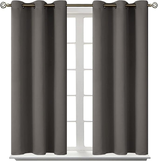BGment Blackout Curtains for Bedroom - Grommet Thermal Insulated Room Darkening Curtains for Living Room, Set of 2 Panels (38 x 45 Inch, Grey)